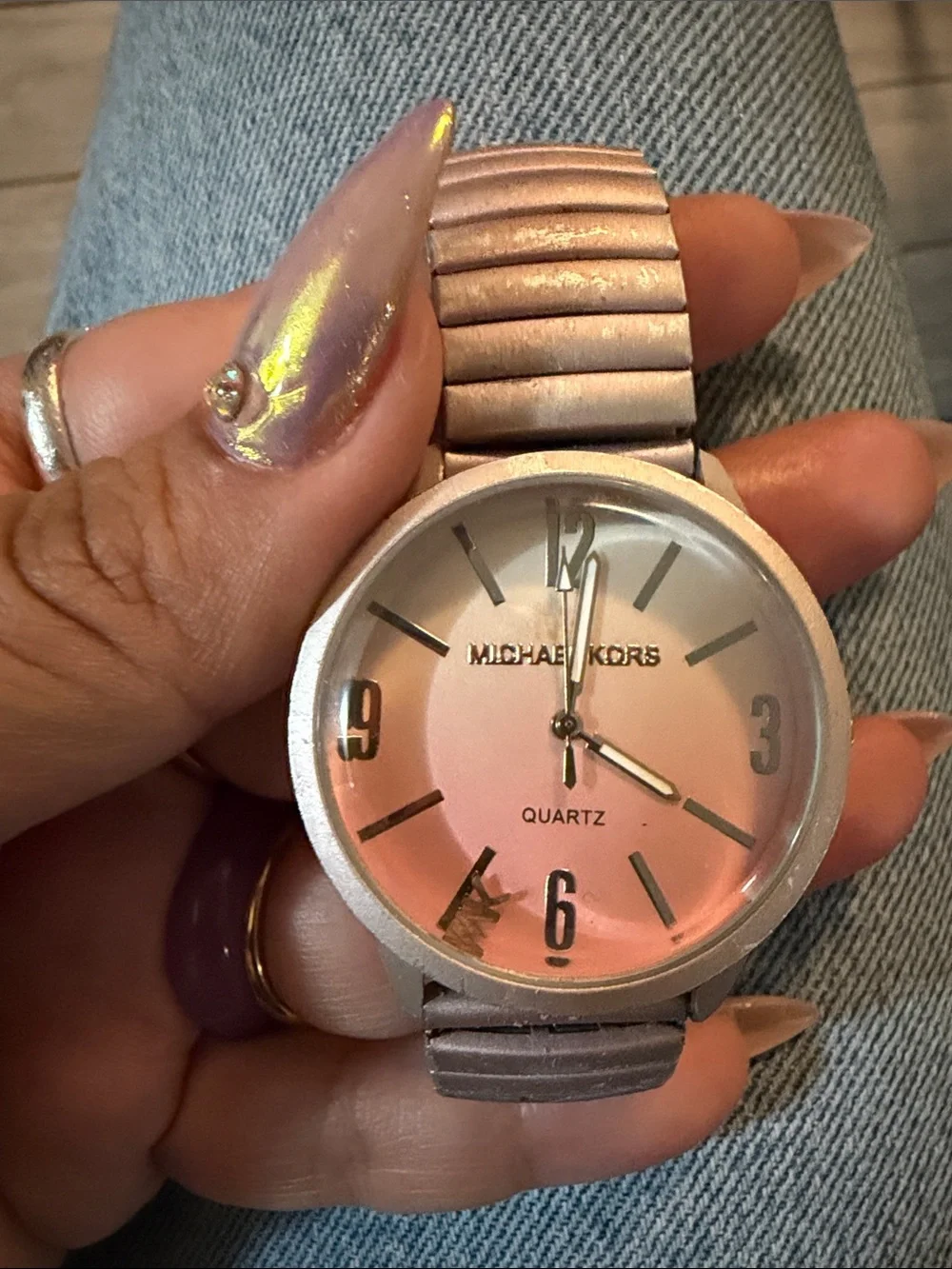 Michael Kors Pink Gradient Dial Stretch Bracelet Watch